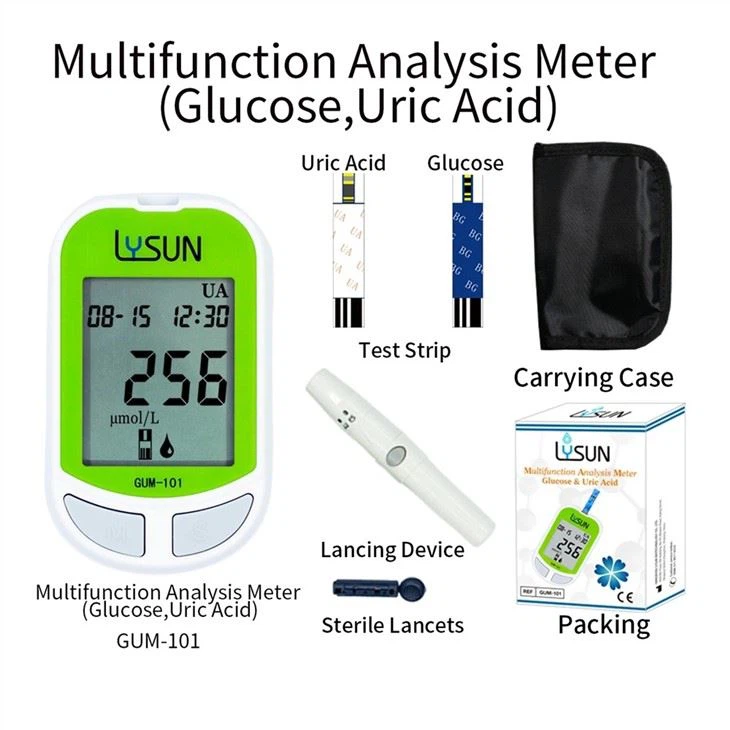 Lysun Hospital And Household Blood Glucose Cholesterol Hemoglobin Uric Acid Meter 