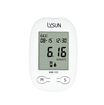 Dispositiu de mesura de sucre de mesurador de glucosa en sang de venda calenta de Lysun amb tires de prova de glucosa en sang